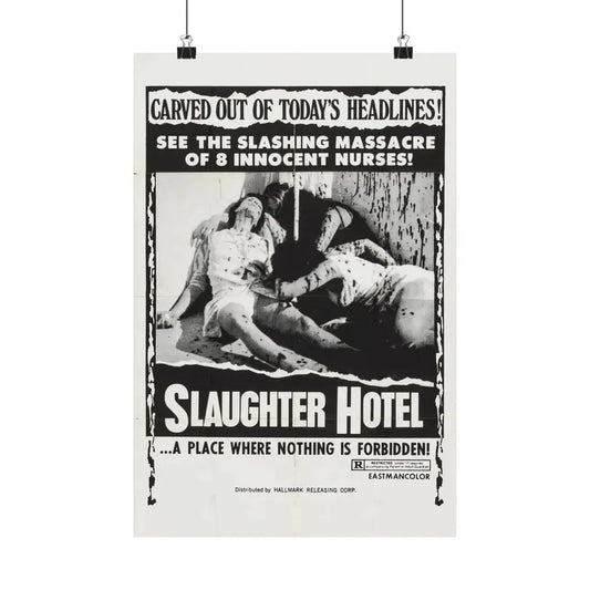 SLAUGHTER HOTEL (ASYLUM EROTICA THE COLD BLOODED BEAST) 1971 - Paper Movie Poster 12″ x 18″ Matte - The Sticker Space