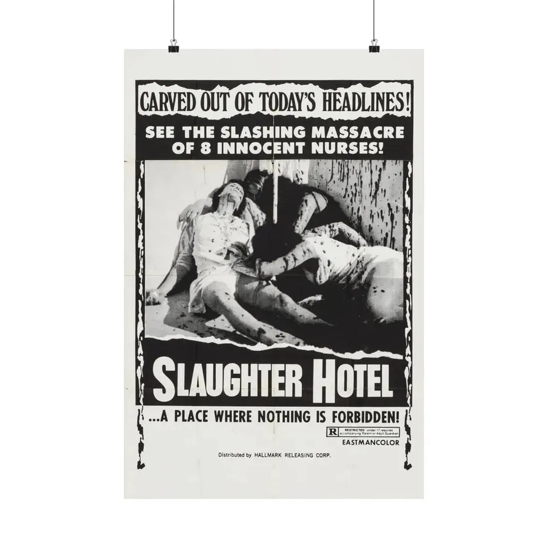 SLAUGHTER HOTEL (ASYLUM EROTICA THE COLD BLOODED BEAST) 1971 - Paper Movie Poster 20″ x 30″ Matte - The Sticker Space