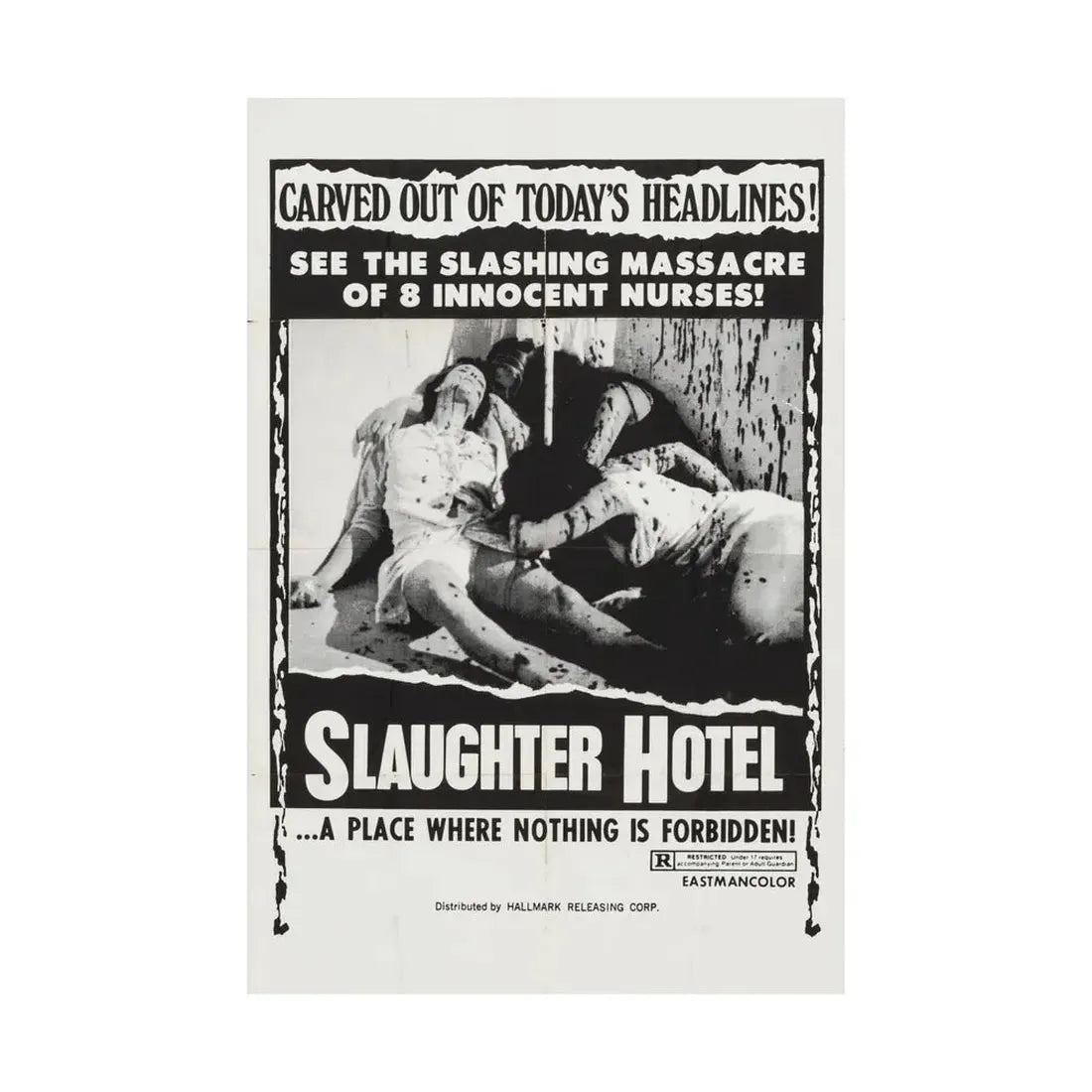 SLAUGHTER HOTEL (ASYLUM EROTICA THE COLD BLOODED BEAST) 1971 - Paper Movie Poster - The Sticker Space