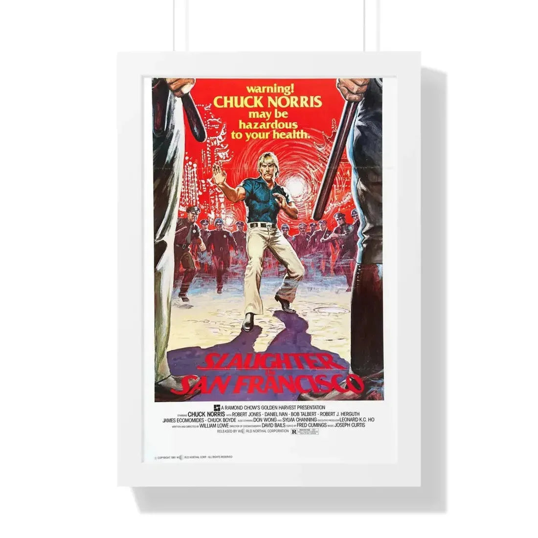 SLAUGHTER IN SAN FRANCISCO 1974 - Framed Movie Poster 16″ x 24″ White - The Sticker Space
