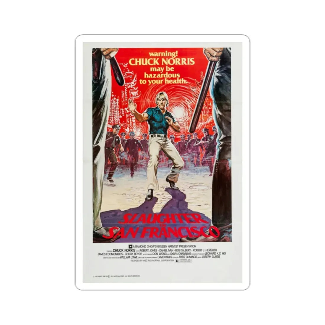 Slaughter in San Francisco 1981 Movie Poster STICKER Vinyl Die-Cut Decal 2 Inch - The Sticker Space