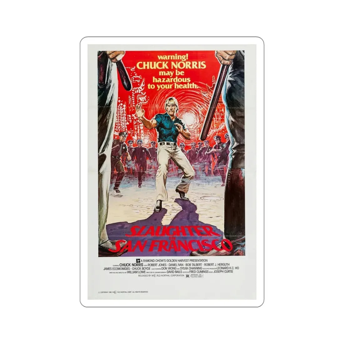 Slaughter in San Francisco 1981 Movie Poster STICKER Vinyl Die-Cut Decal 5 Inch - The Sticker Space