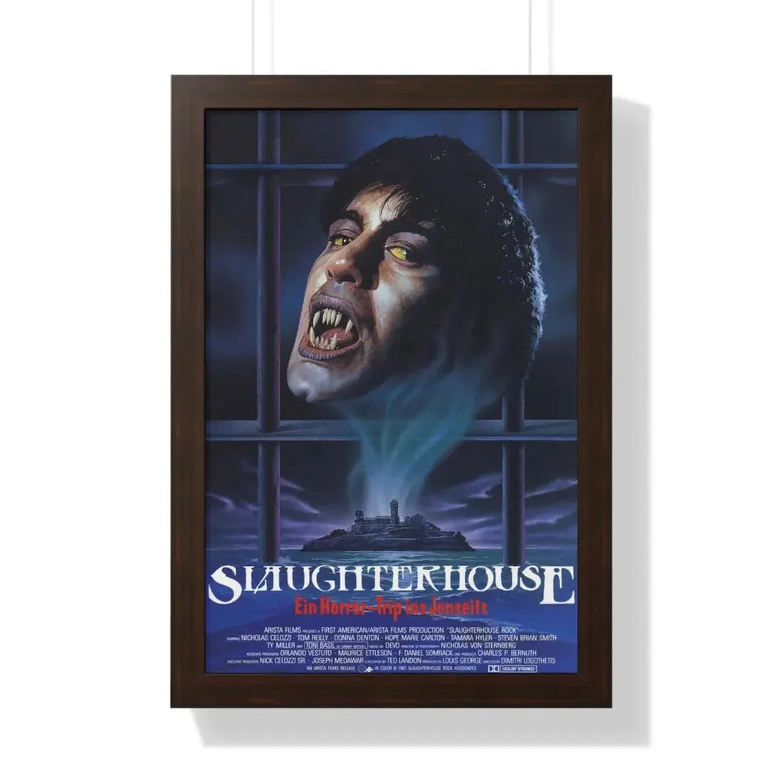 SLAUGHTERHOUSE ROCK 1988 - Framed Movie Poster 16″ x 24″ Walnut - The Sticker Space