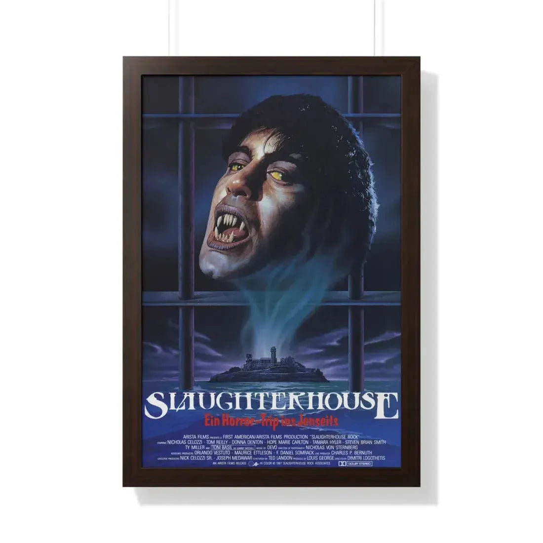 SLAUGHTERHOUSE ROCK 1988 - Framed Movie Poster 20" x 30" Walnut - The Sticker Space