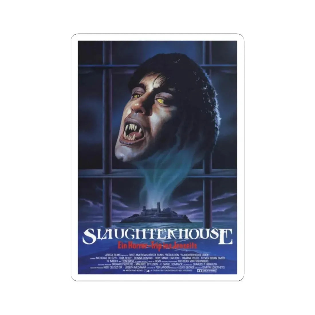 SLAUGHTERHOUSE ROCK 1988 Movie Poster - STICKER Vinyl Kiss-Cut Decal 2 Inch White - The Sticker Space