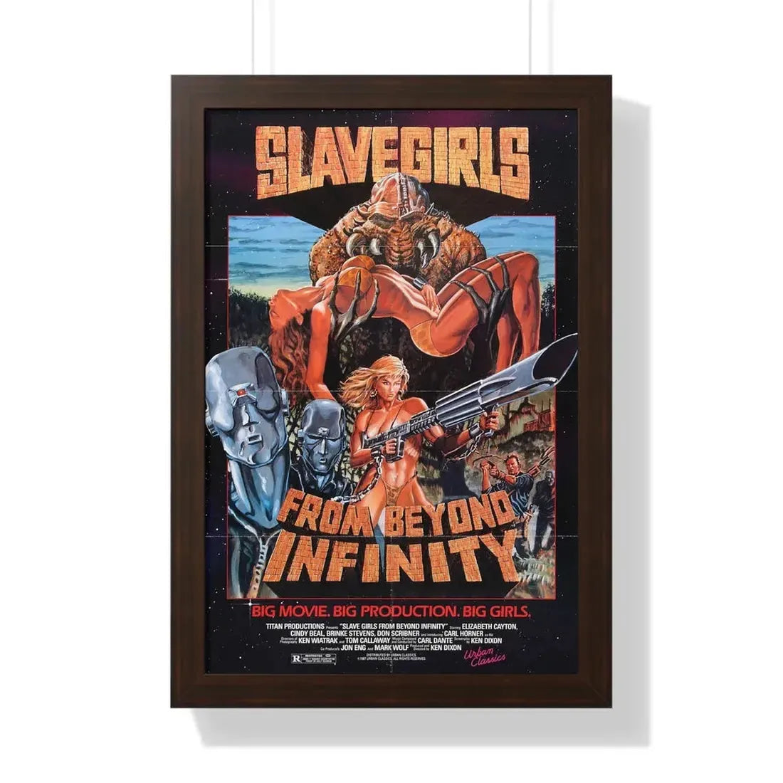 SLAVE GIRLS FROM BEYOND INFINITY 1987 - Framed Movie Poster 16″ x 24″ Walnut - The Sticker Space