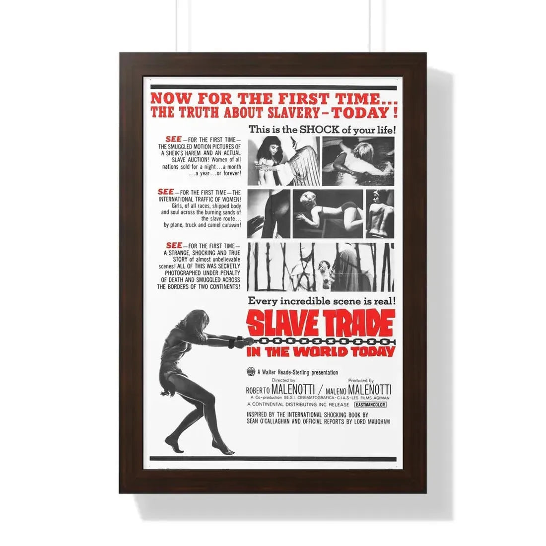 SLAVE TRADE IN THE WORLD TODAY 1964 - Framed Movie Poster 16″ x 24″ Walnut - The Sticker Space