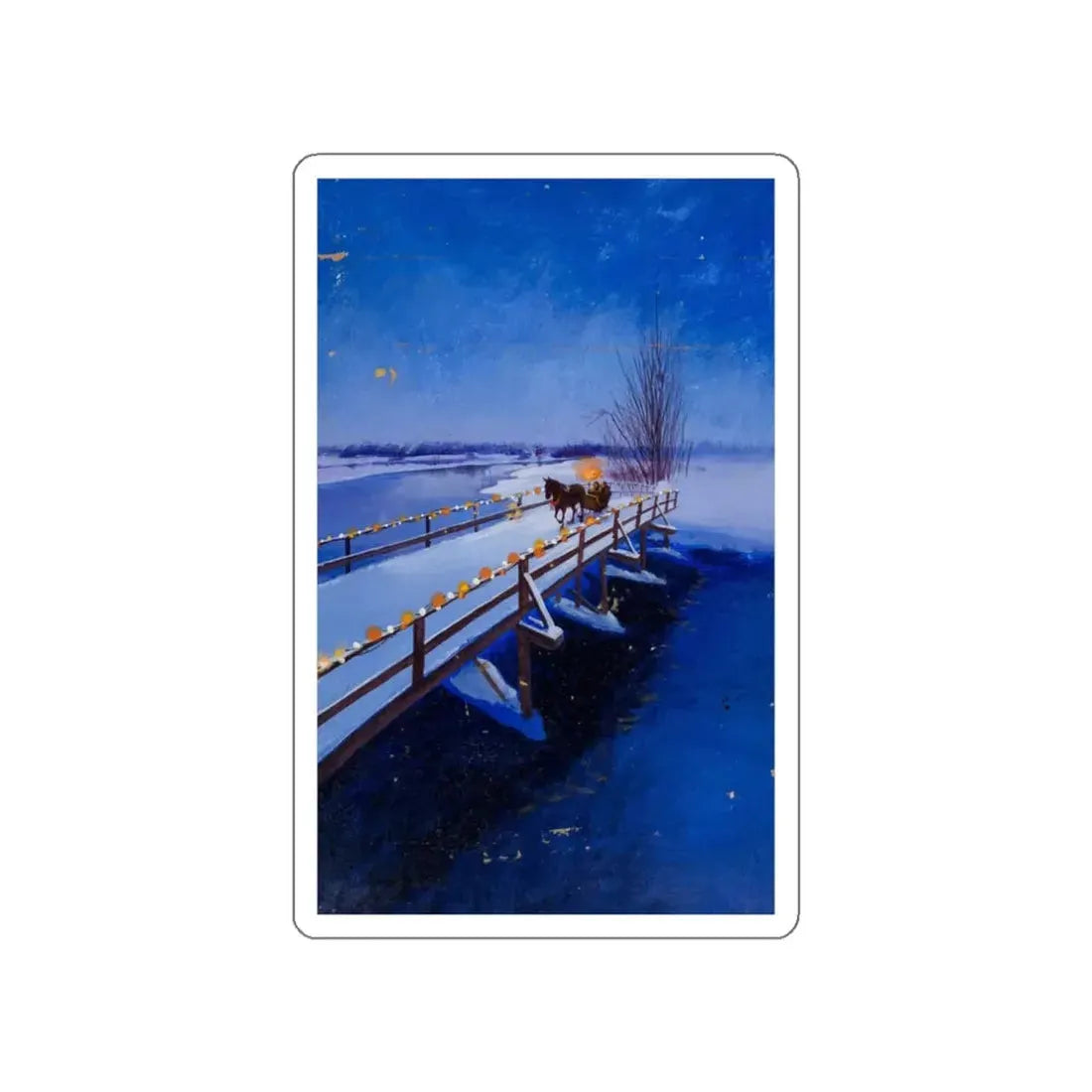 Sled in Winter advertisement (Magazine Illustration) STICKER Vinyl Die-Cut Decal White Die-Cut 3 Inch - The Sticker Space