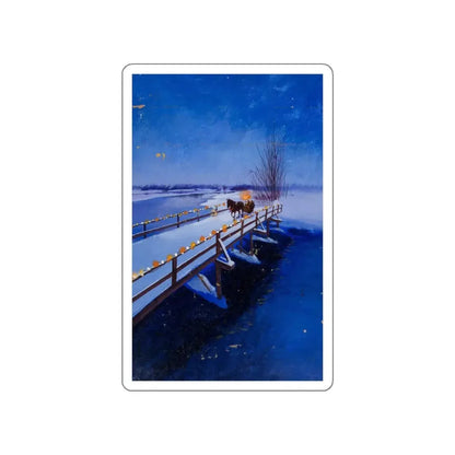 Sled in Winter advertisement (Magazine Illustration) STICKER Vinyl Die-Cut Decal White Die-Cut 4 Inch - The Sticker Space