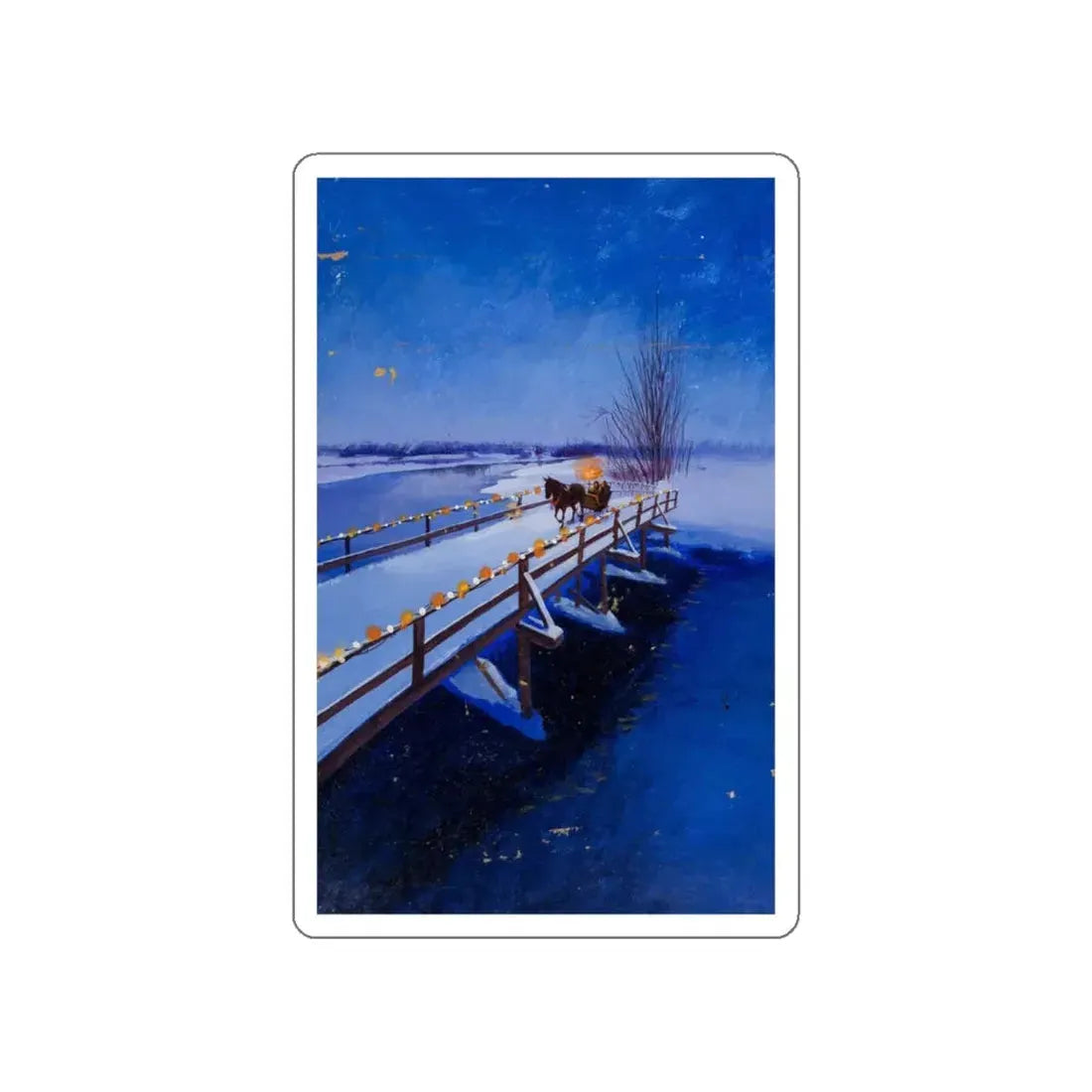 Sled in Winter advertisement (Magazine Illustration) STICKER Vinyl Die-Cut Decal White Die-Cut 5 Inch - The Sticker Space