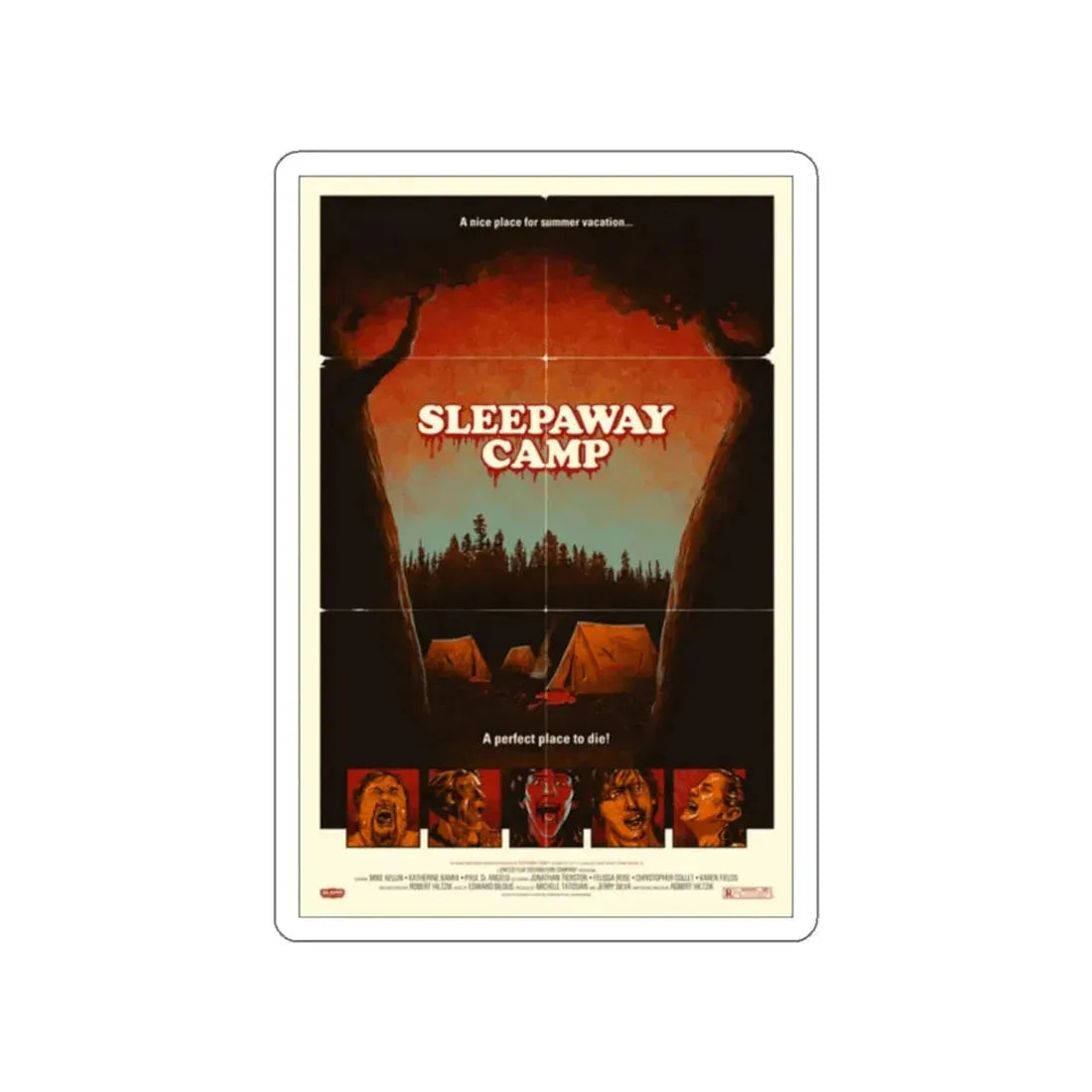 SLEEPAWAY CAMP (MONDO) 1983 Movie Poster STICKER Vinyl Die-Cut Decal 2 Inch - The Sticker Space