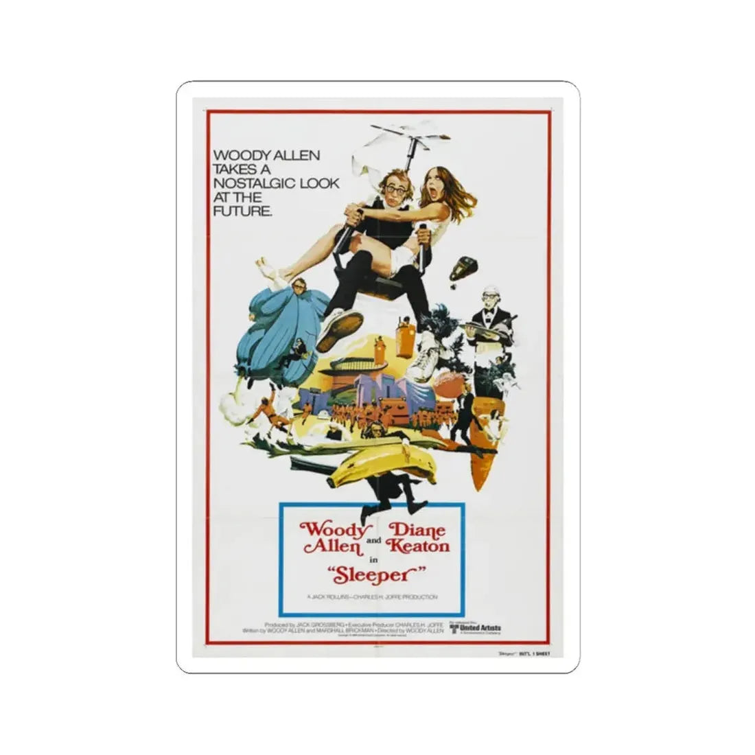 Sleeper 1973 Movie Poster - STICKER Vinyl Kiss-Cut Decal 2 Inch White - The Sticker Space