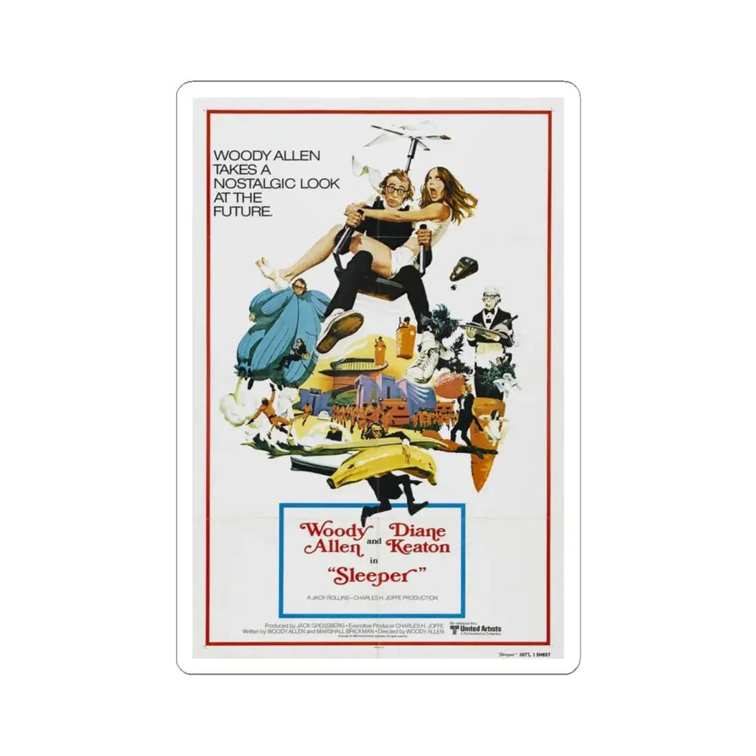 Sleeper 1973 Movie Poster - STICKER Vinyl Kiss-Cut Decal 4 Inch White - The Sticker Space