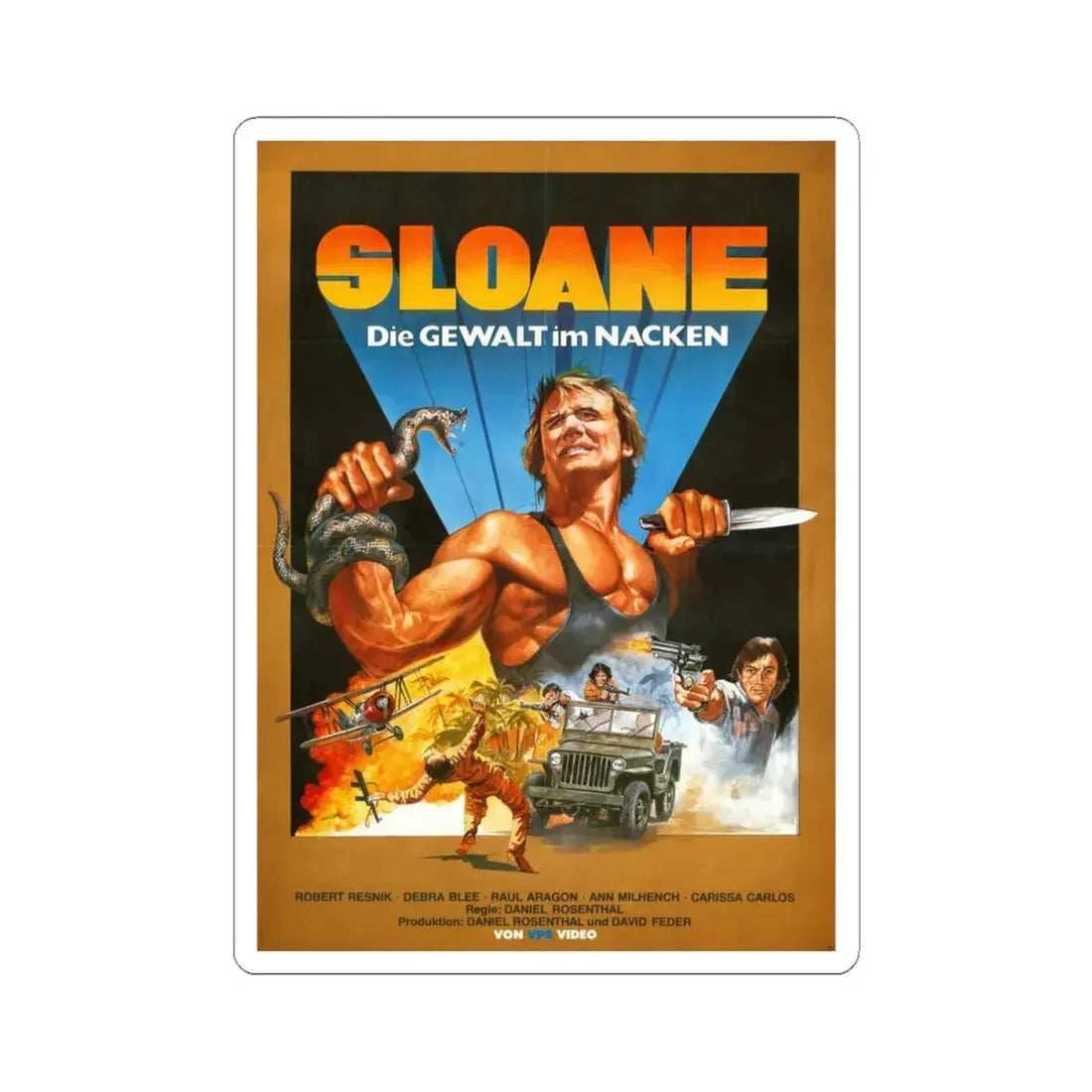 SLOANE (GERMAN) 1985 Movie Poster - STICKER Vinyl Kiss-Cut Decal 4 Inch White - The Sticker Space