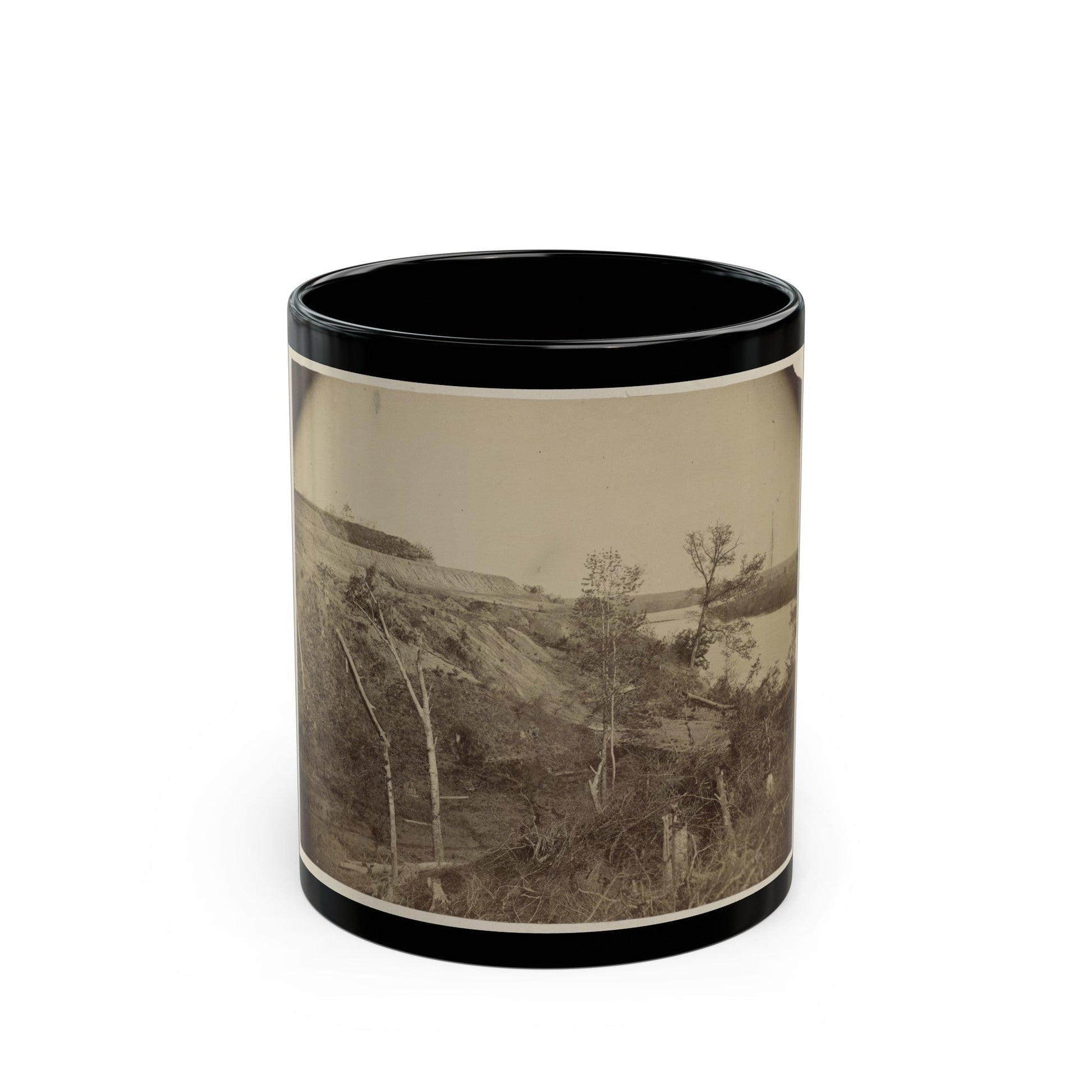 Sloped Hill Near The River (U.S. Civil War) Black Coffee Mug-11oz-The Sticker Space