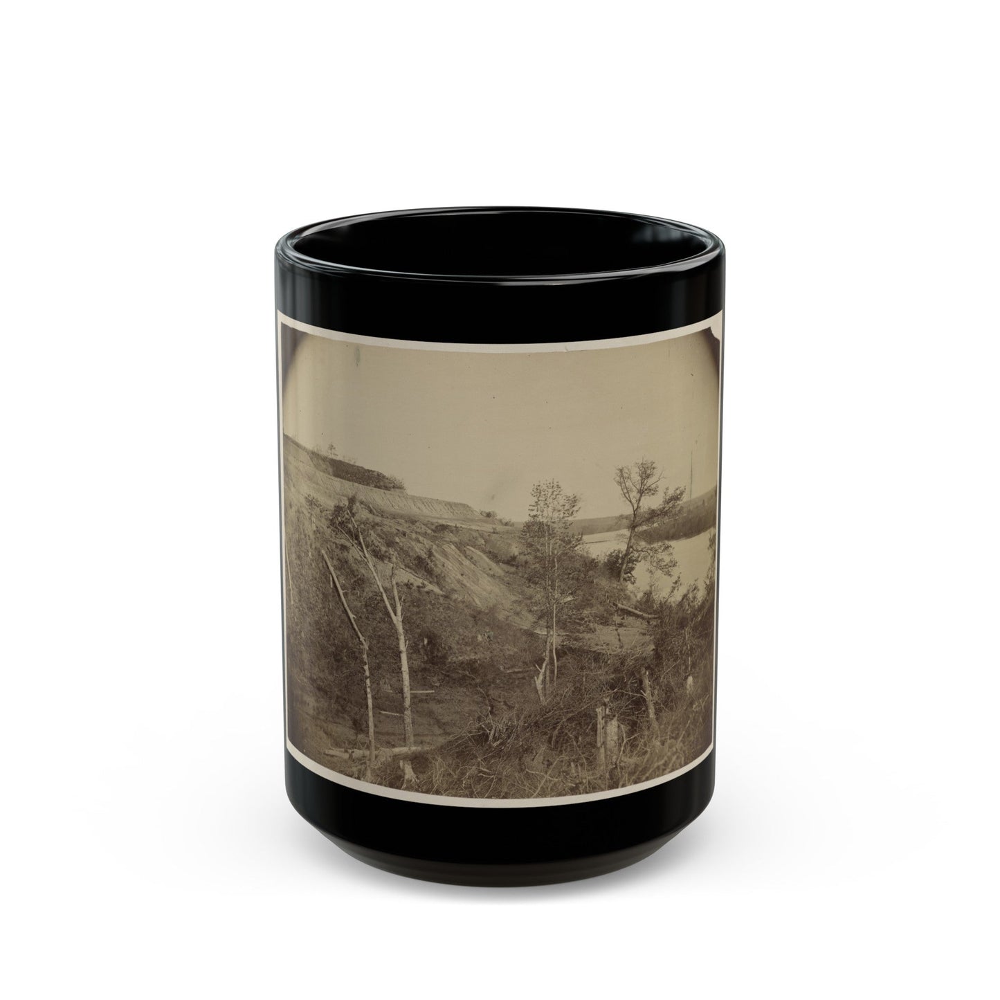 Sloped Hill Near The River (U.S. Civil War) Black Coffee Mug-15oz-The Sticker Space