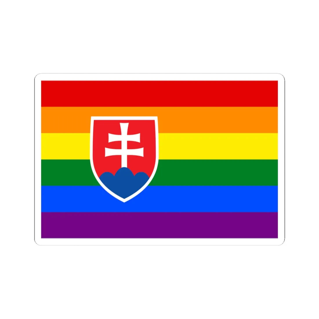 Slovakia Gay Flag (Slovakia) STICKER Vinyl Kiss-Cut Decal 4 Inch White - The Sticker Space