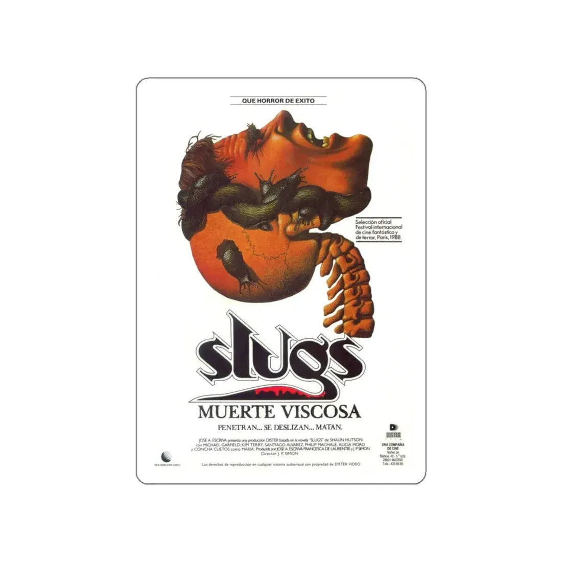 SLUGS THE MOVIE (SPANISH) 1988 Movie Poster STICKER Vinyl Die-Cut Decal 6 Inch - The Sticker Space