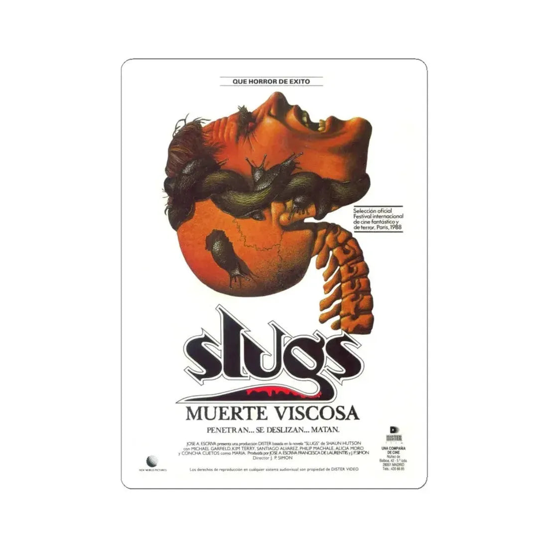 SLUGS THE MOVIE (SPANISH) 1988 Movie Poster - STICKER Vinyl Kiss-Cut Decal 6 Inch White - The Sticker Space