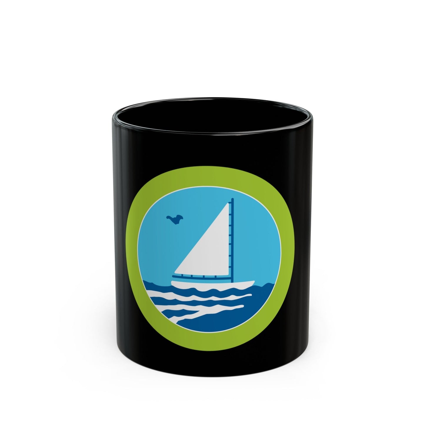 Small Boat Sailing (Boy Scout Merit Badge) Black Coffee Mug-11oz-The Sticker Space