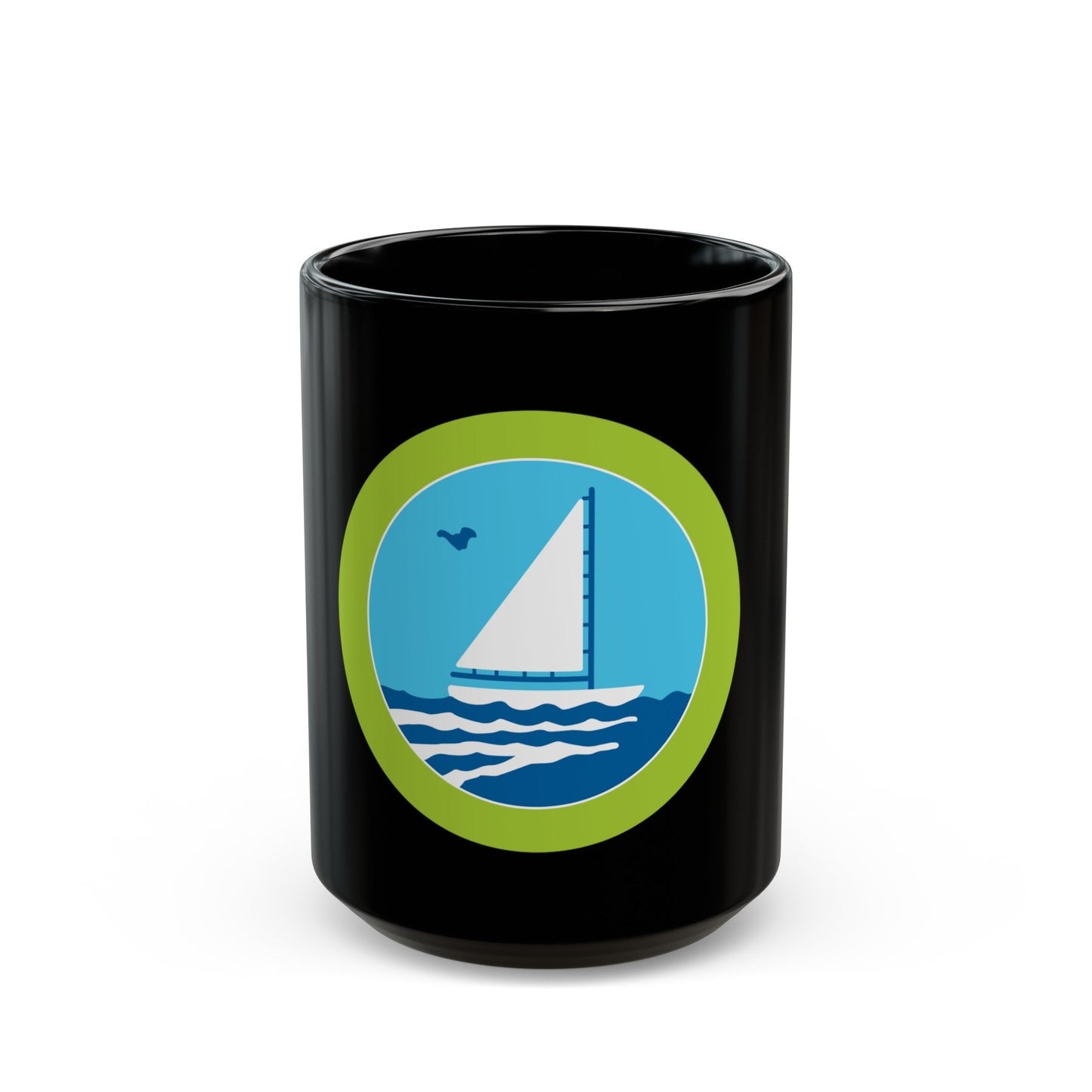 Small Boat Sailing (Boy Scout Merit Badge) Black Coffee Mug-15oz-The Sticker Space