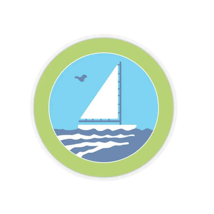 Small Boat Sailing (Boy Scout Merit Badge) STICKER Vinyl Kiss-Cut Decal 3 Inch Transparent - The Sticker Space