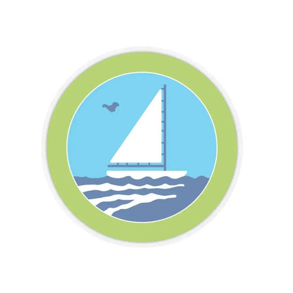 Small Boat Sailing (Boy Scout Merit Badge) STICKER Vinyl Kiss-Cut Decal 4 Inch Transparent - The Sticker Space