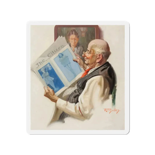 Sneaking a Peak (Magazine Illustration) Refrigerator Magnet 2 Inch Die-Cut - The Sticker Space