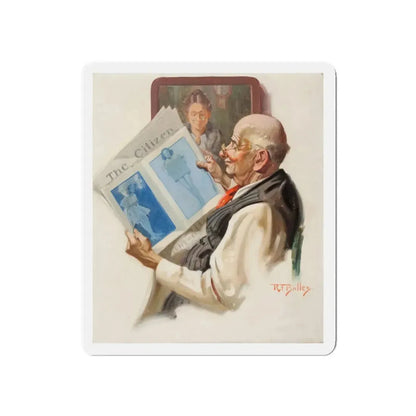 Sneaking a Peak (Magazine Illustration) Refrigerator Magnet 5 Inch Die-Cut - The Sticker Space