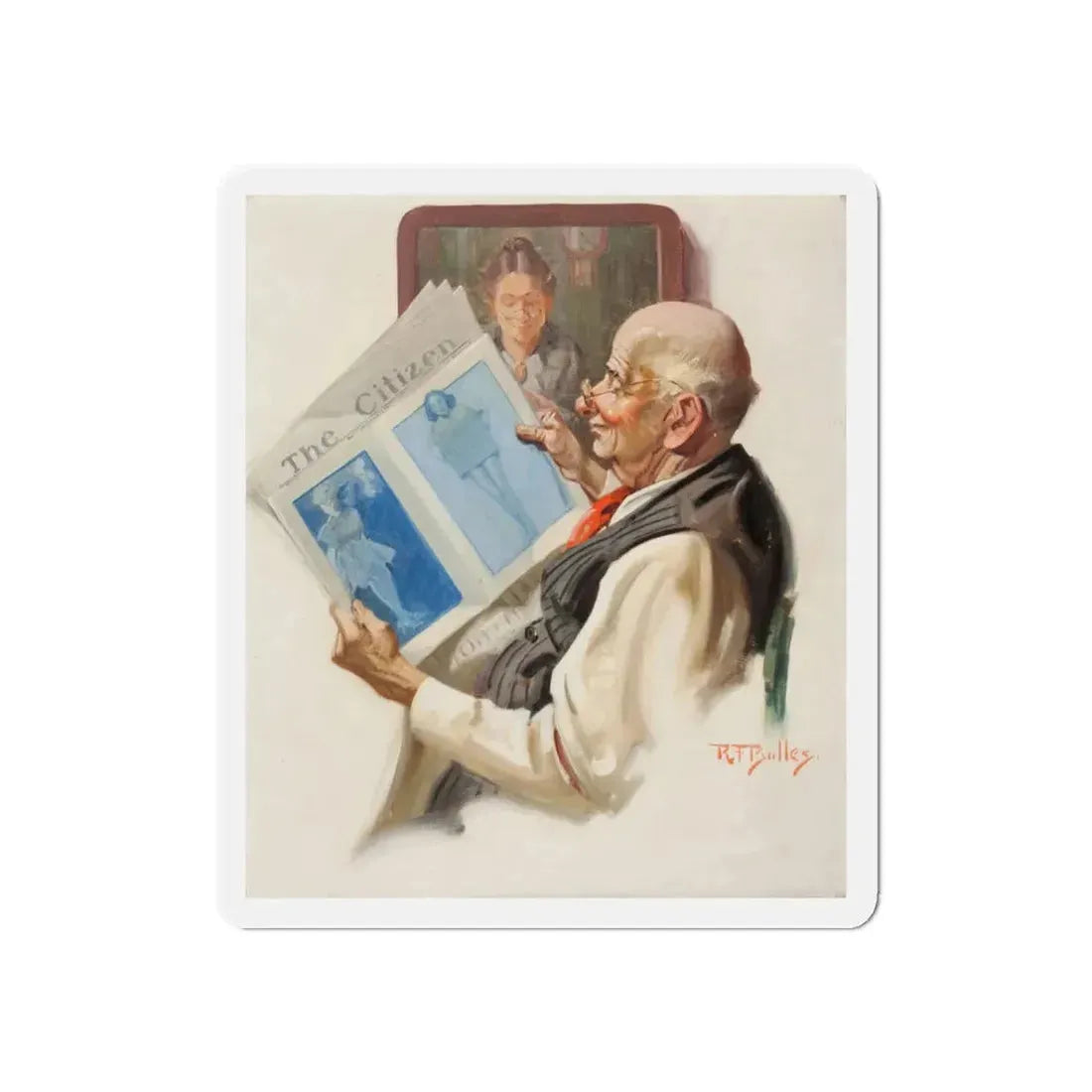 Sneaking a Peak (Magazine Illustration) Refrigerator Magnet 6 Inch Die-Cut - The Sticker Space