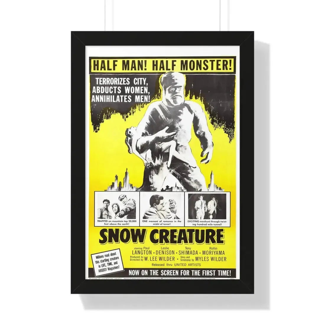 SNOW CREATURE 1954 - Framed Movie Poster 16″ x 24″ Black - The Sticker Space