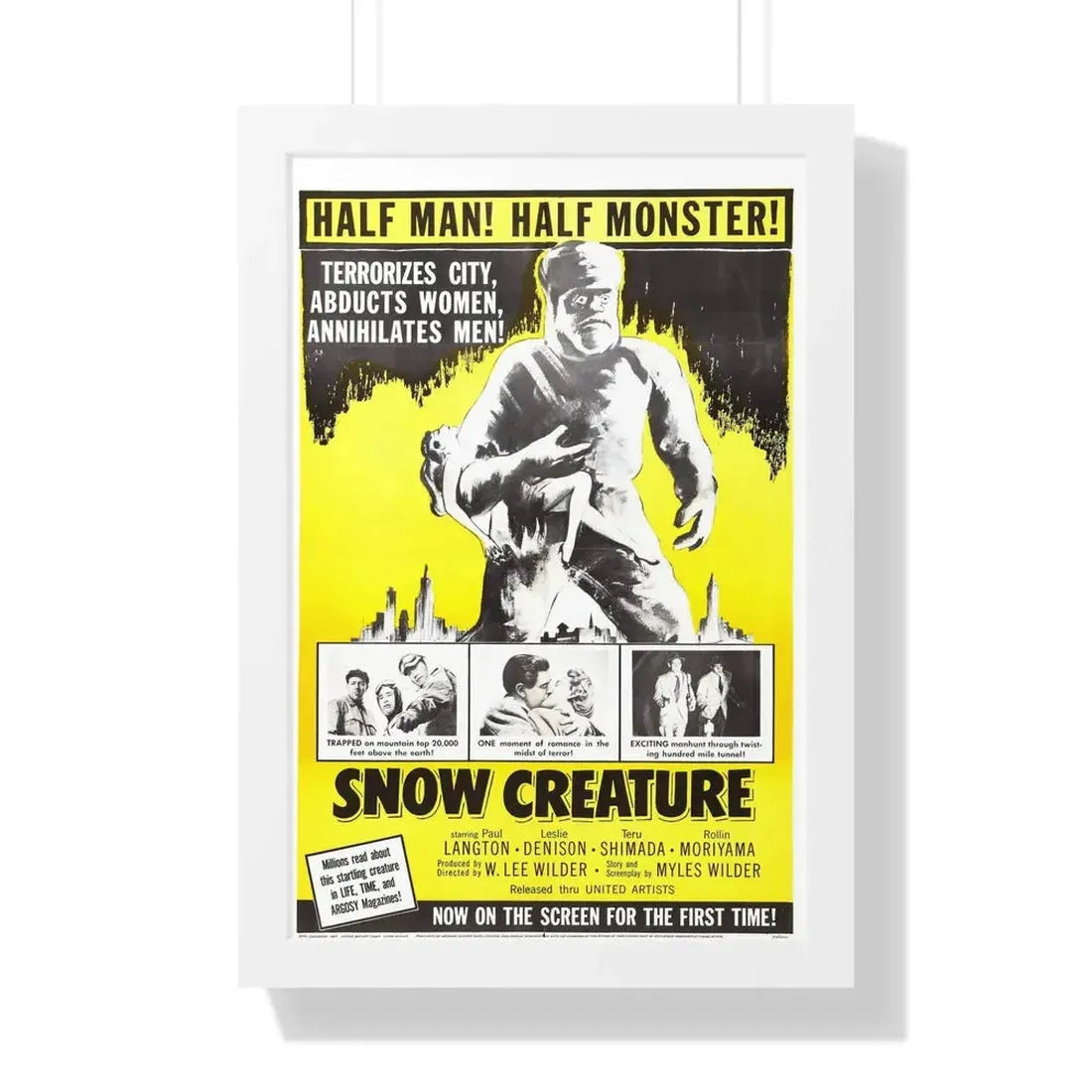 SNOW CREATURE 1954 - Framed Movie Poster 16″ x 24″ White - The Sticker Space
