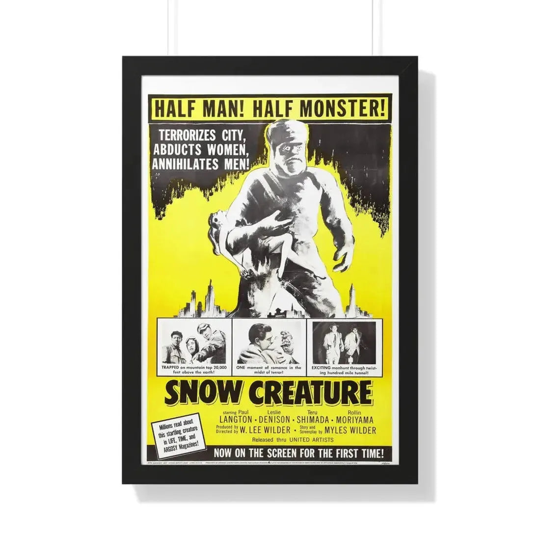 SNOW CREATURE 1954 - Framed Movie Poster 20" x 30" Black - The Sticker Space