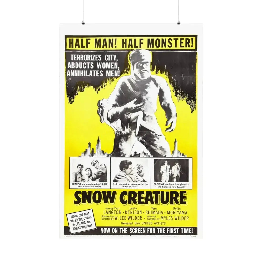 SNOW CREATURE 1954 - Paper Movie Poster 36" x 54" Matte - The Sticker Space