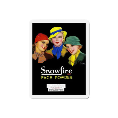 Snowfire Face Powder advertisement, c. 1936 (Magazine Illustration) Refrigerator Magnet 6 Inch Die-Cut - The Sticker Space