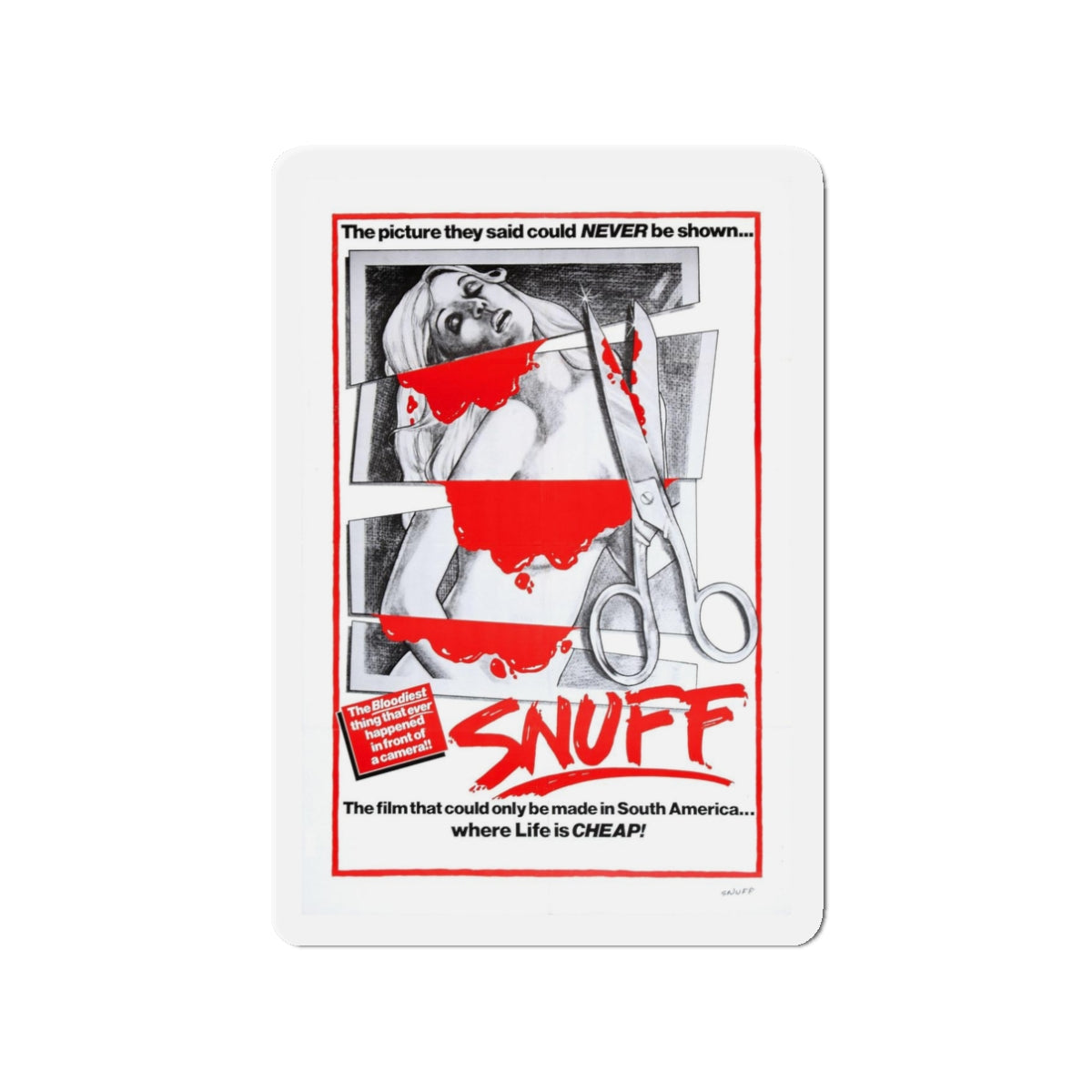 SNUFF 1976 Movie Poster - Refrigerator Magnet-3" x 3"-The Sticker Space