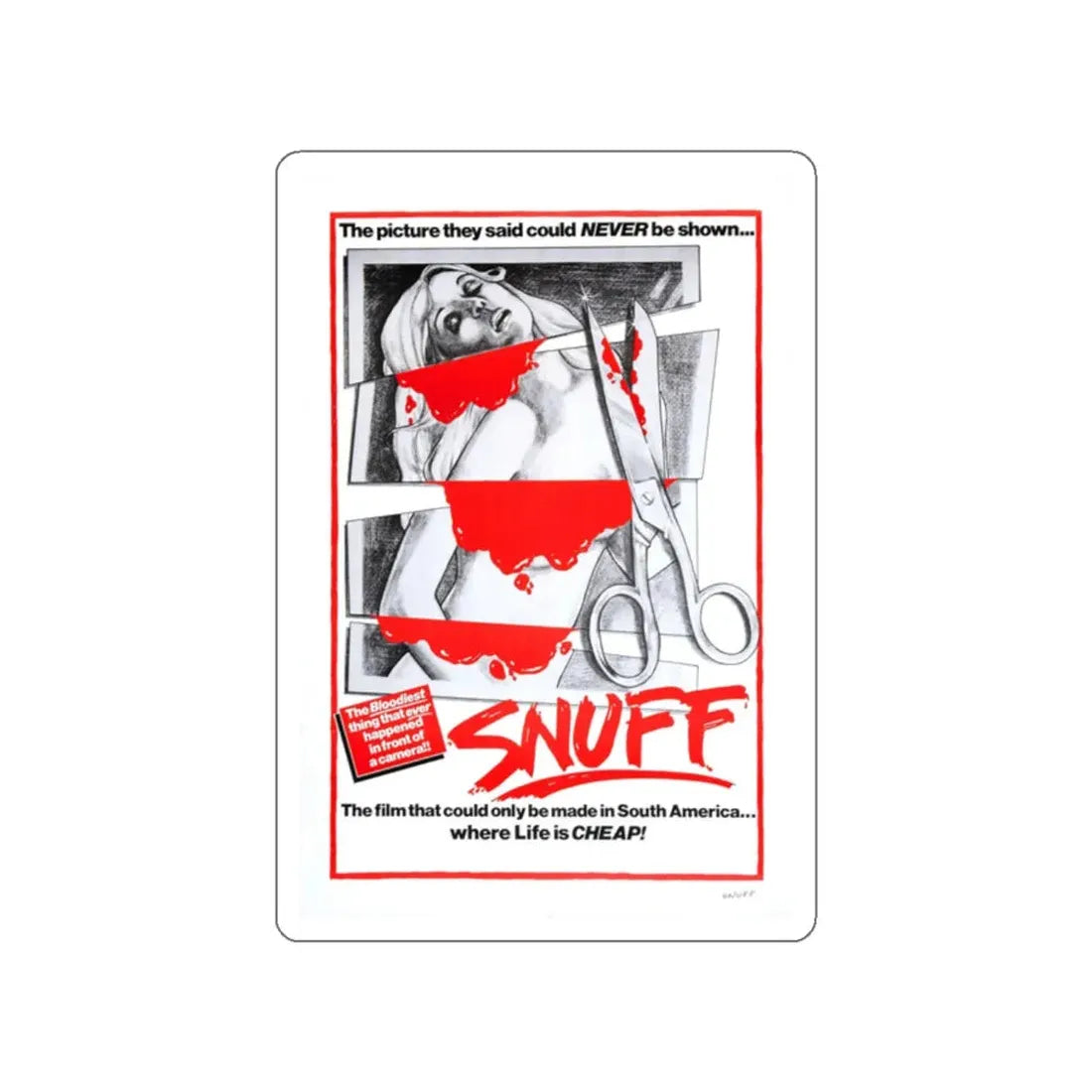 SNUFF 1976 Movie Poster STICKER Vinyl Die-Cut Decal 2 Inch - The Sticker Space