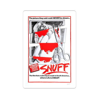 SNUFF 1976 Movie Poster - STICKER Vinyl Kiss-Cut Decal 2 Inch White - The Sticker Space