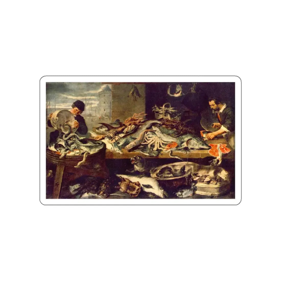 SNYDERS, Frans - Fish Shop (Artwork) STICKER Vinyl Die-Cut Decal White Die-Cut 4 Inch - The Sticker Space