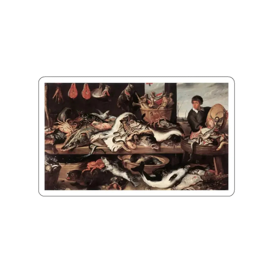 SNYDERS, Frans - Fishmonger's (Artwork) STICKER Vinyl Die-Cut Decal White Die-Cut 2 Inch - The Sticker Space