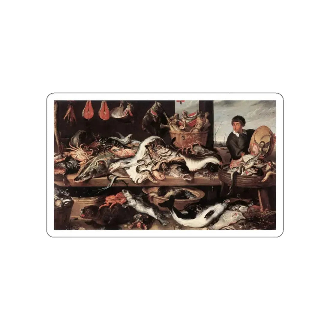 SNYDERS, Frans - Fishmonger's (Artwork) STICKER Vinyl Die-Cut Decal White Die-Cut 6 Inch - The Sticker Space