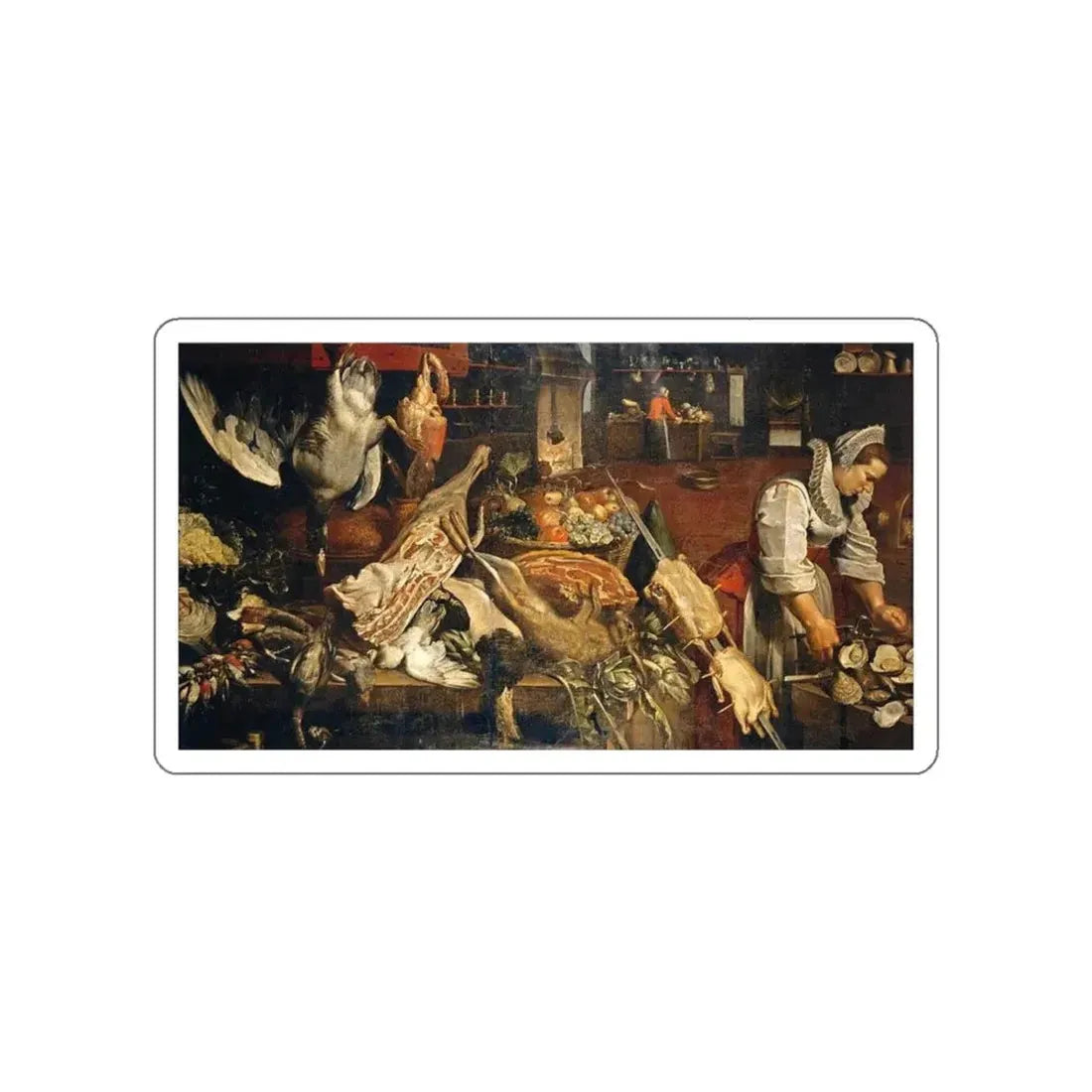 SNYDERS, Frans - Kitchen Still-Life (Artwork) STICKER Vinyl Die-Cut Decal White Die-Cut 4 Inch - The Sticker Space