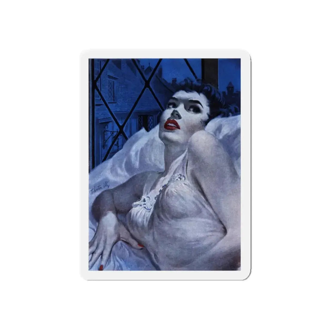 So Soon to Die (1), Cosmopolitan, August 1955 (Magazine Illustration) Refrigerator Magnet 3 Inch Die-Cut - The Sticker Space