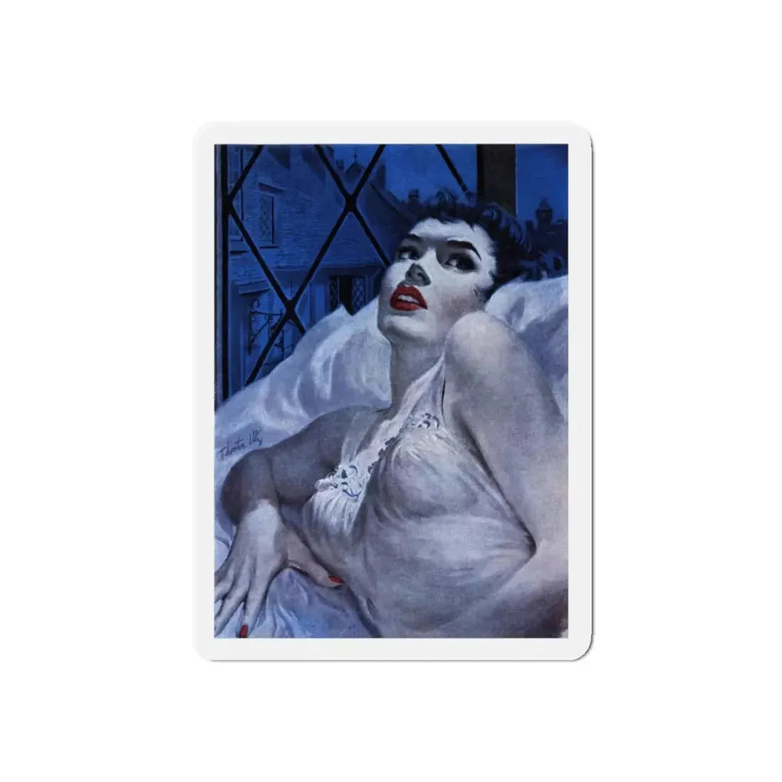 So Soon to Die (1), Cosmopolitan, August 1955 (Magazine Illustration) Refrigerator Magnet 4 Inch Die-Cut - The Sticker Space