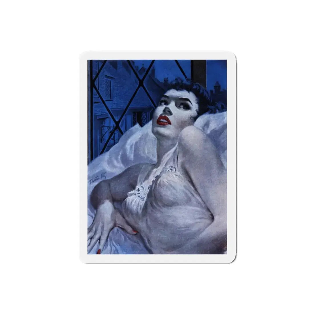 So Soon to Die (1), Cosmopolitan, August 1955 (Magazine Illustration) Refrigerator Magnet 5 Inch Die-Cut - The Sticker Space