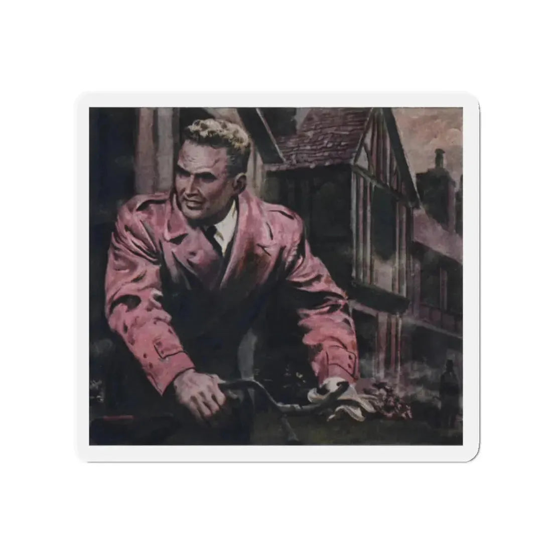 So Soon to Die (2), Cosmopolitan, August 1955 (Magazine Illustration) Refrigerator Magnet 2 Inch Die-Cut - The Sticker Space