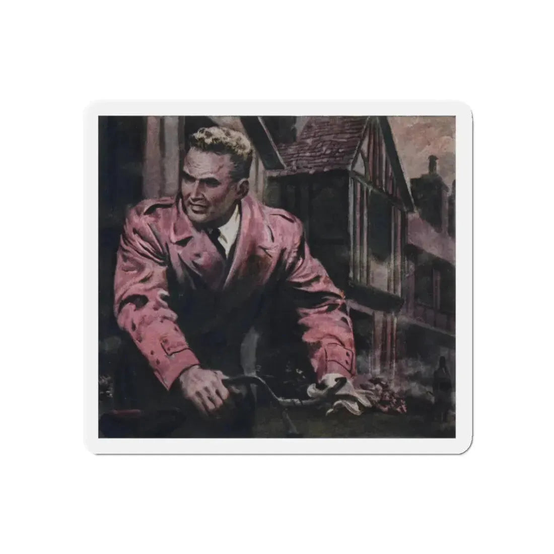 So Soon to Die (2), Cosmopolitan, August 1955 (Magazine Illustration) Refrigerator Magnet 3 Inch Die-Cut - The Sticker Space