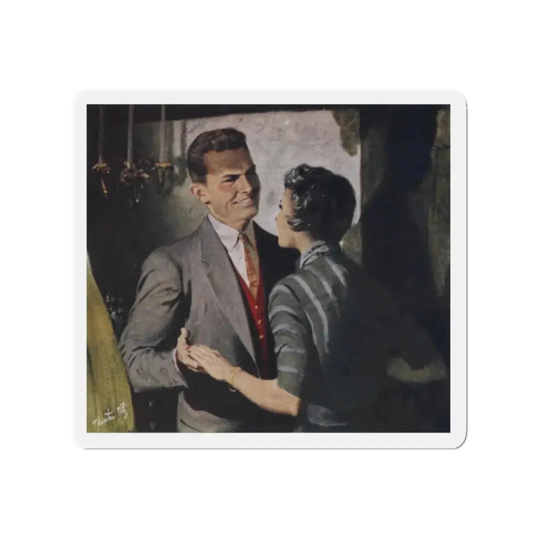 So Soon to Die (3), Cosmopolitan, August 1955 (Magazine Illustration) Refrigerator Magnet 2 Inch Die-Cut - The Sticker Space