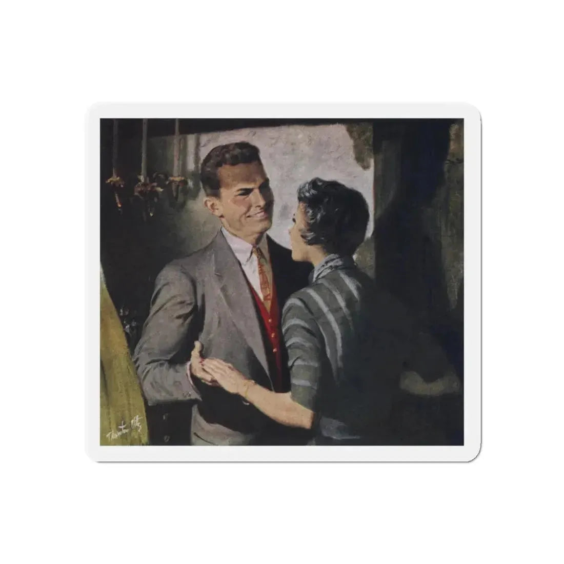 So Soon to Die (3), Cosmopolitan, August 1955 (Magazine Illustration) Refrigerator Magnet 3 Inch Die-Cut - The Sticker Space