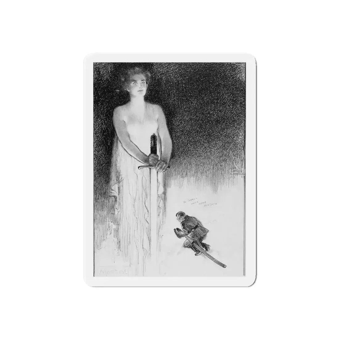 So Sorry, Have Made Mistake (Magazine Illustration) Refrigerator Magnet 4 Inch Die-Cut - The Sticker Space